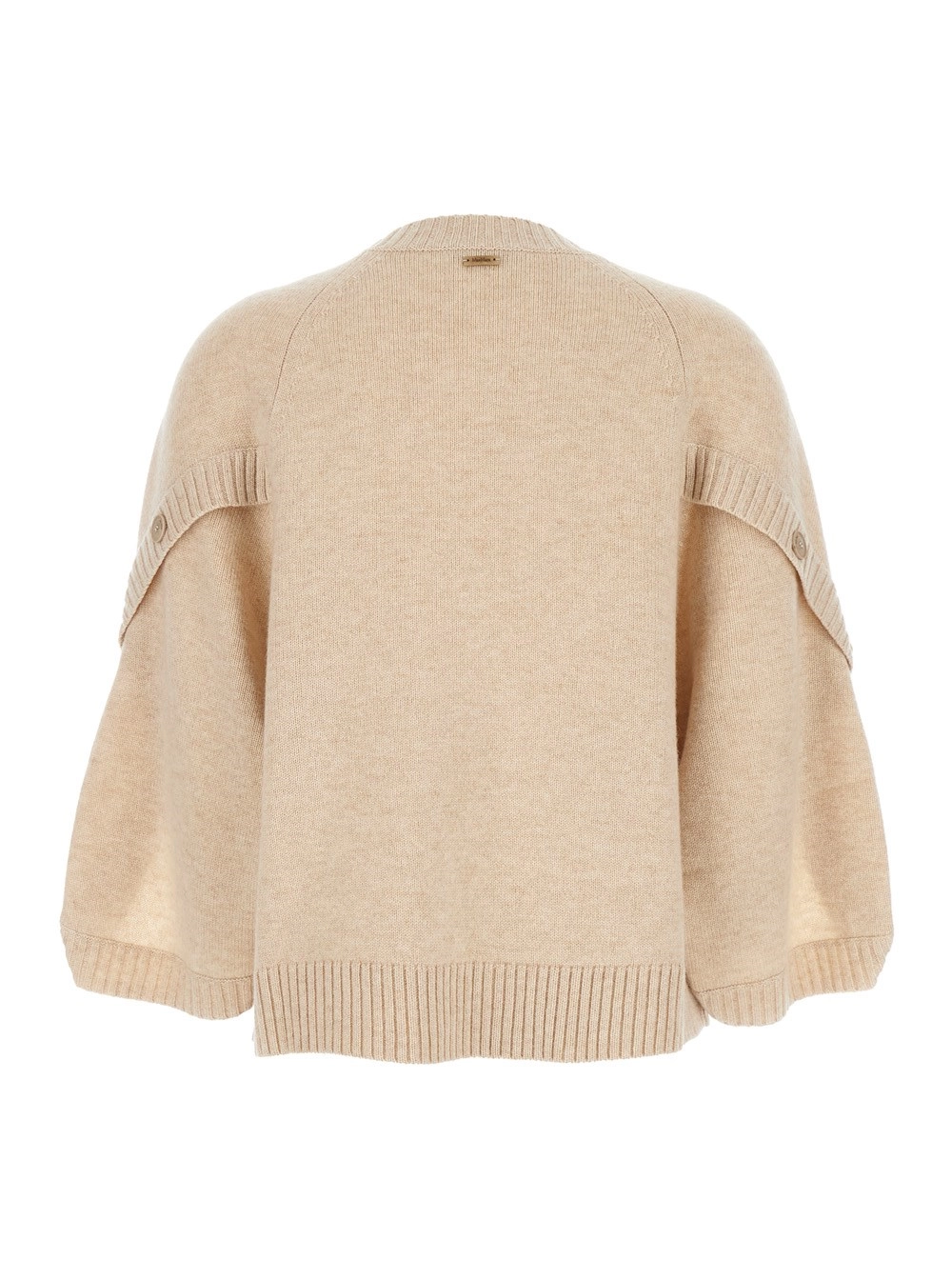 Max Mara Maglione 'Ampex' Girocollo in Lana e Cashmere Beige Donna, view 2