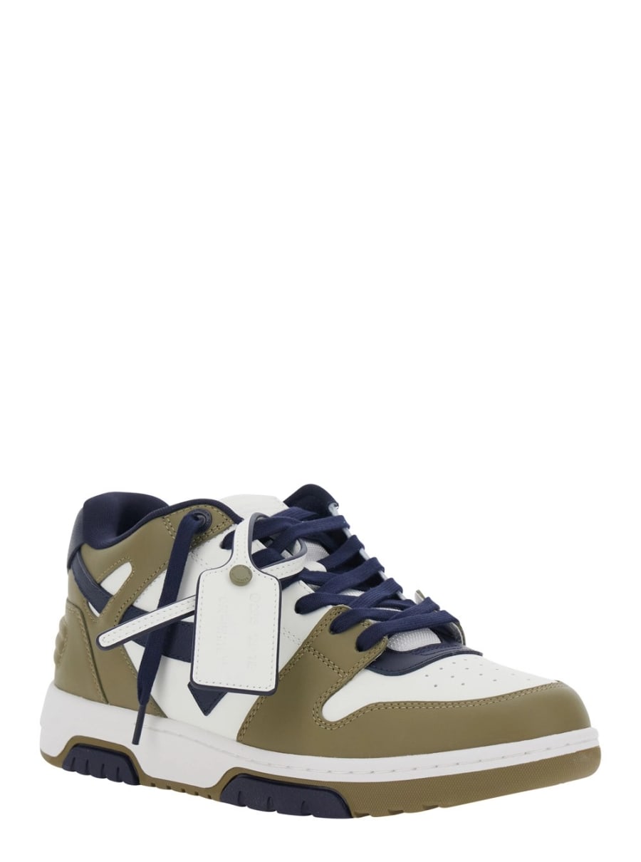 Off-White Sneaker 'Out Of Office' Low Top con Patch Logo sulla Linguetta e Cuciture a Contrasto in Pelle verdi Uomo, view 2