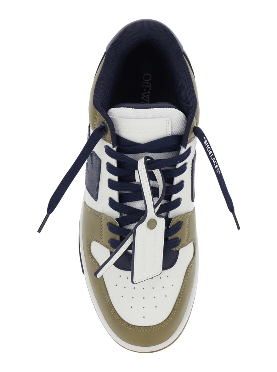 Off-White Sneaker 'Out Of Office' Low Top con Patch Logo sulla Linguetta e Cuciture a Contrasto in Pelle verdi Uomo, view 4