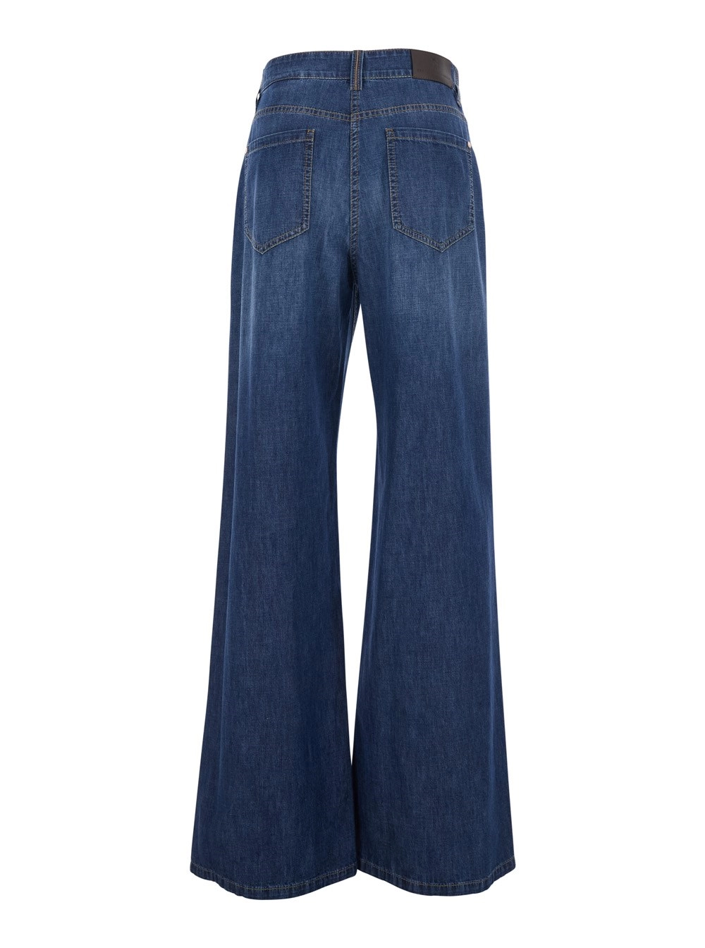 Brunello Cucinelli Jeans a cinque tasche con effetto slavato in denim blu donna, view 2