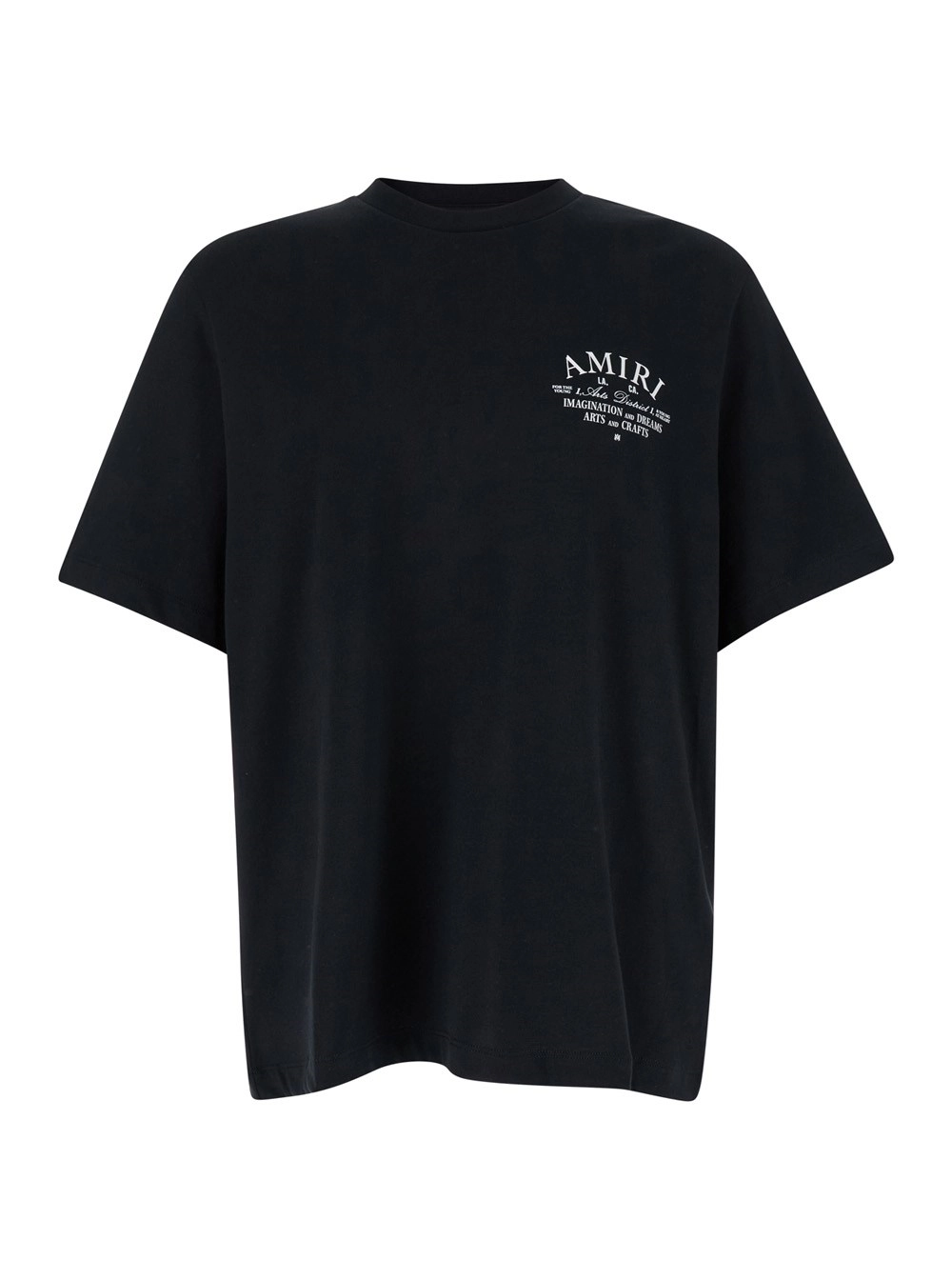 Amiri T-Shirt Girocollo con Stampa Logo sul fronte in Cotone Nero Uomo