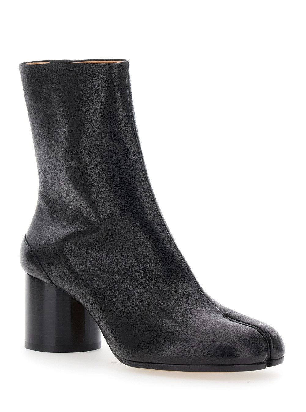 Maison Margiela Stivaletti con punta tabi in pelle e tacco alto neri donna, view 2