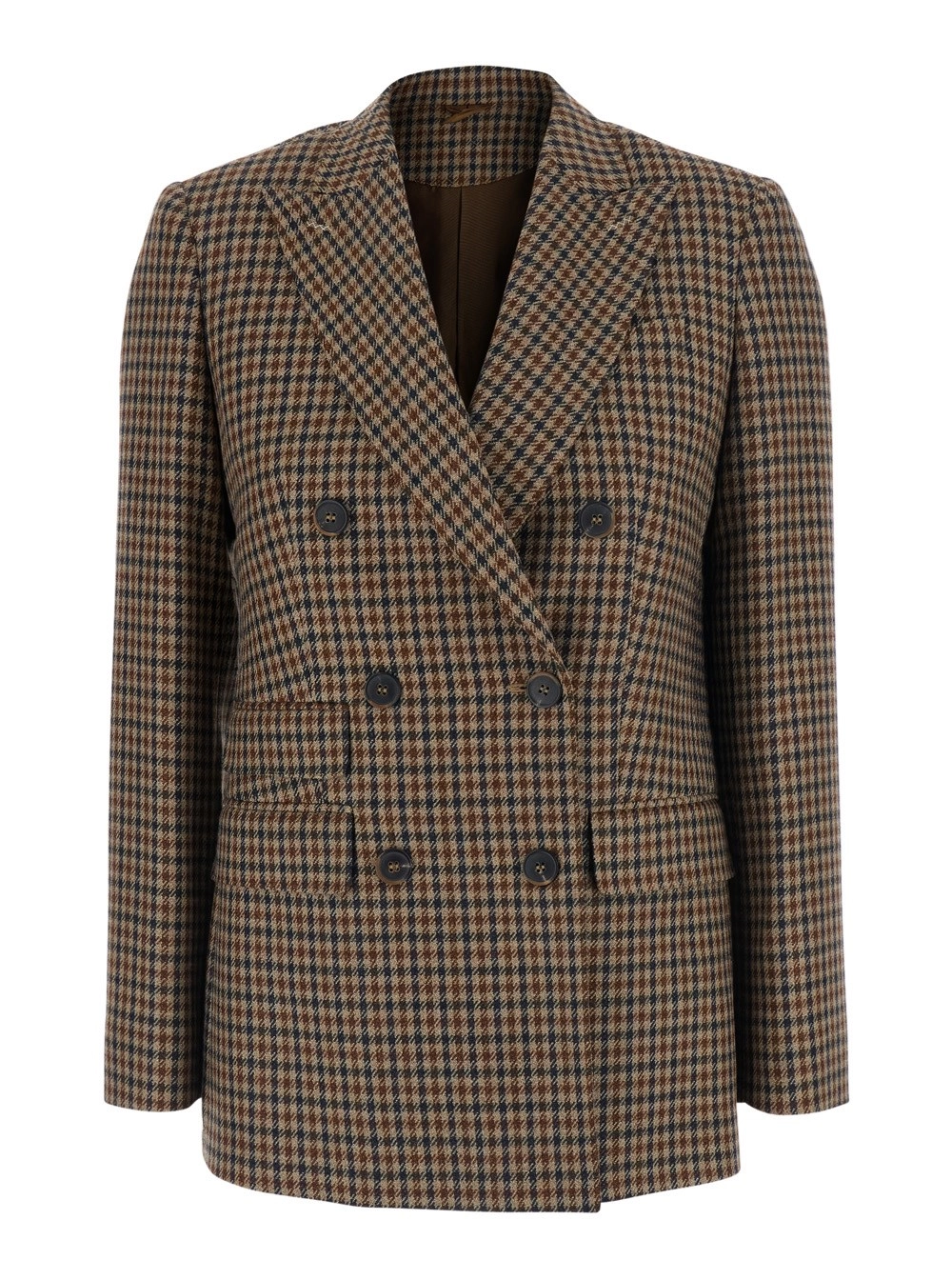 Max Mara Giacca doppiopetto 'DESERTO' con revers a lancia e motivo a righe in lana marrone donna