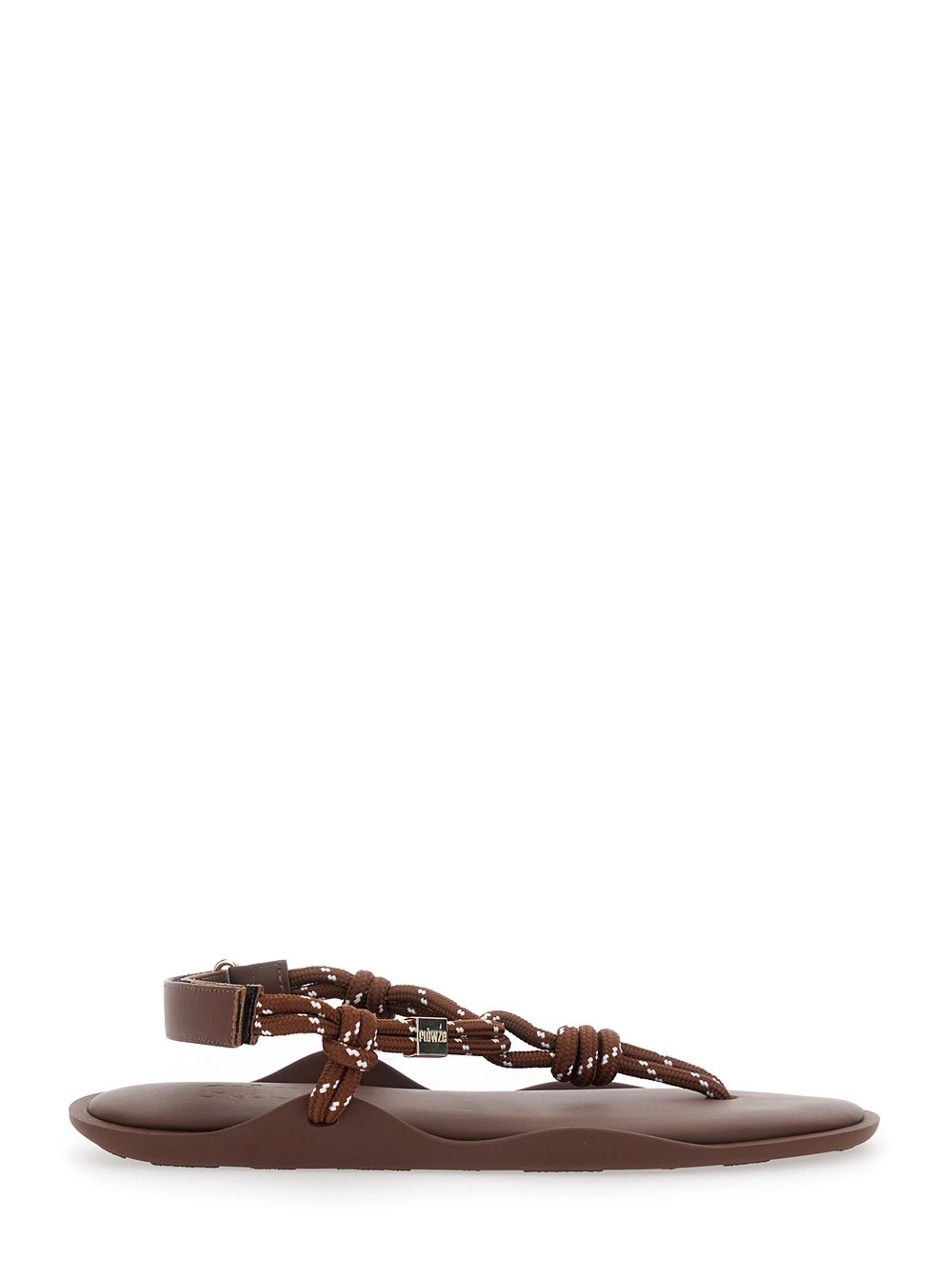 Flowze Sandali 'Flo' con Straps e Cinturino alla Caviglia in Misto Pelle Marroni Donna