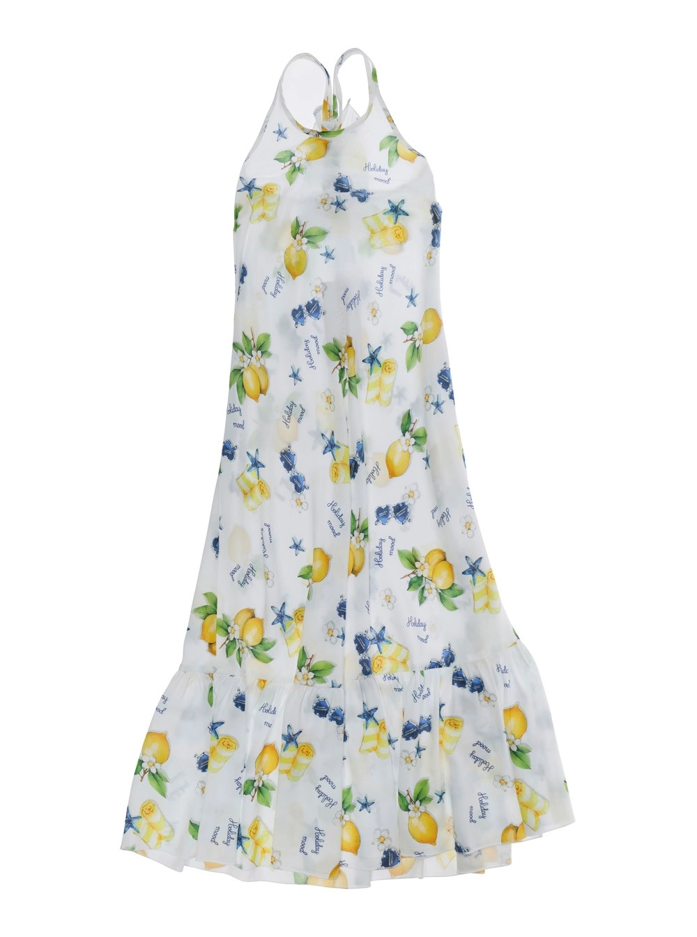 Monnalisa kids Abito Bianco con stampa floreale all-over in Cotone bambina