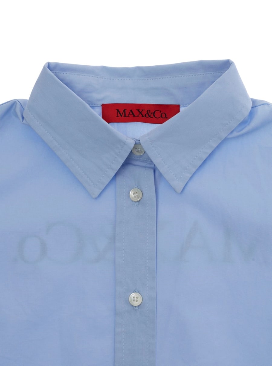 Max&co kids Camicia con maniche a sbuffo logo sul retro in cotone azzurra bambina, view 3