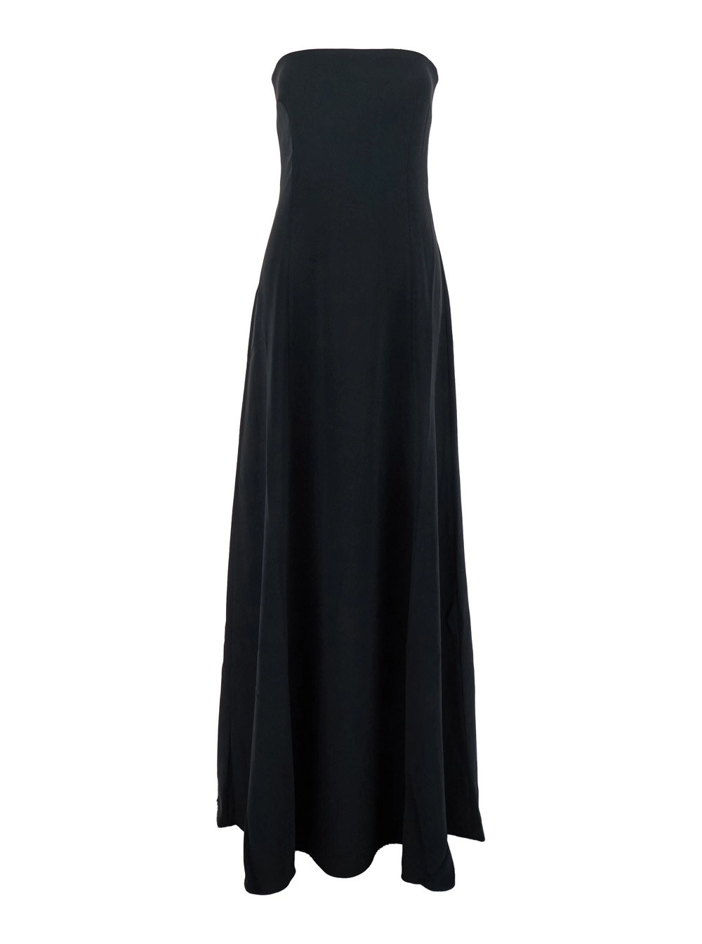 Solace london Abito Lungo 'Helena' con Spalle Scoperte e Orlo Svasato in Twill Nero Donna
