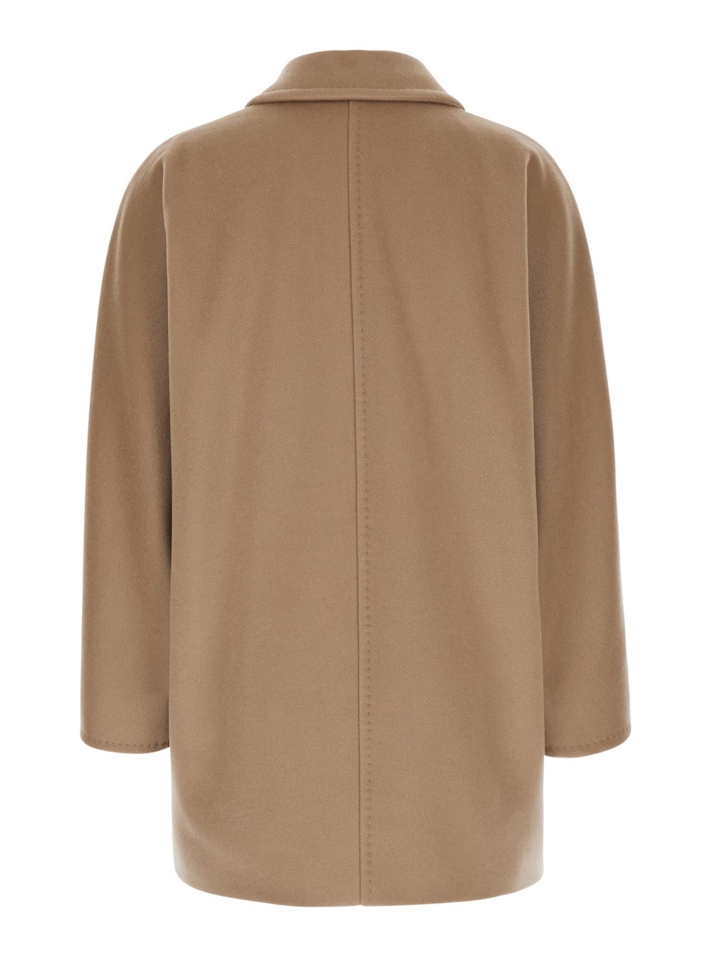 Max Mara Cappotto Corto 'Rebus' Doppiopetto con Revers Classici in Lana e Cashmere Beige Donna, view 2