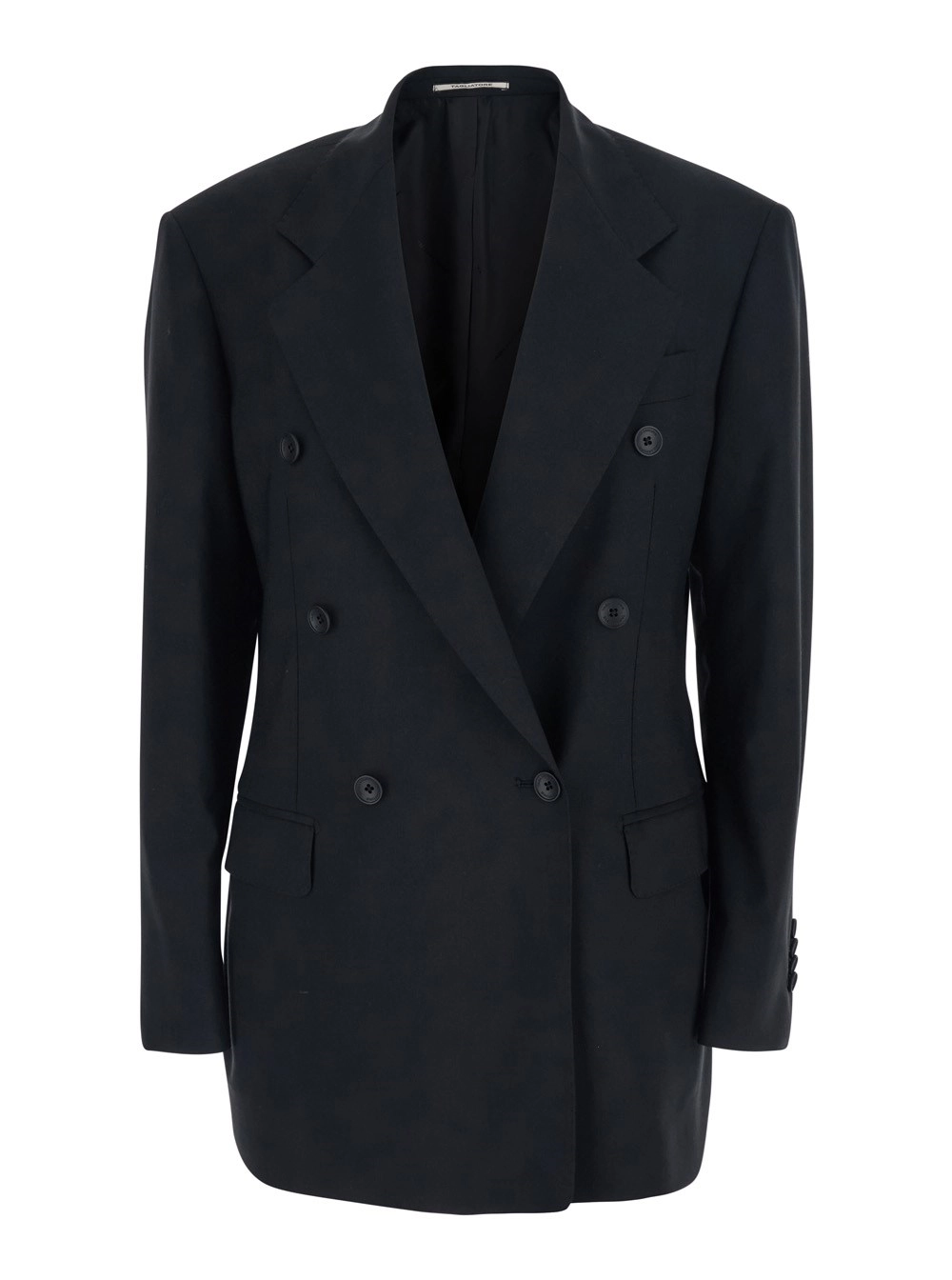 Tagliatore Giacca Doppiopetto con Revers Classici in Lana Nera Donna