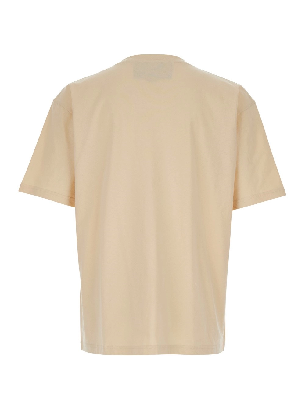 Valentino T-Shirt Beige con Stampa Logo sul Fronte in Cotone Uomo, view 2
