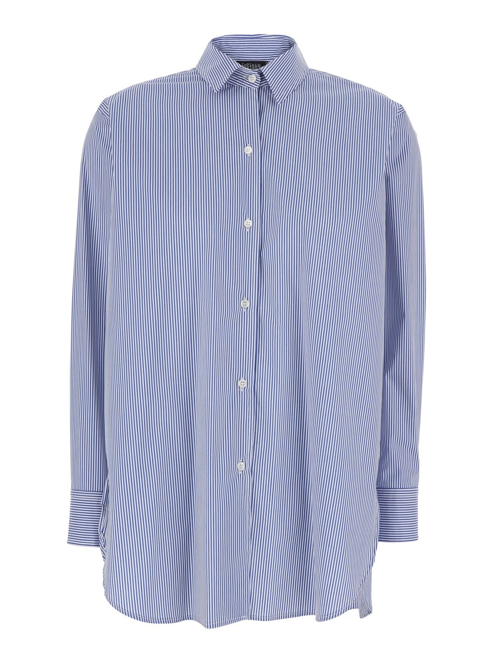 Leplain Camicia con motivo a righe e colletto classico in tessuto azzurra donna
