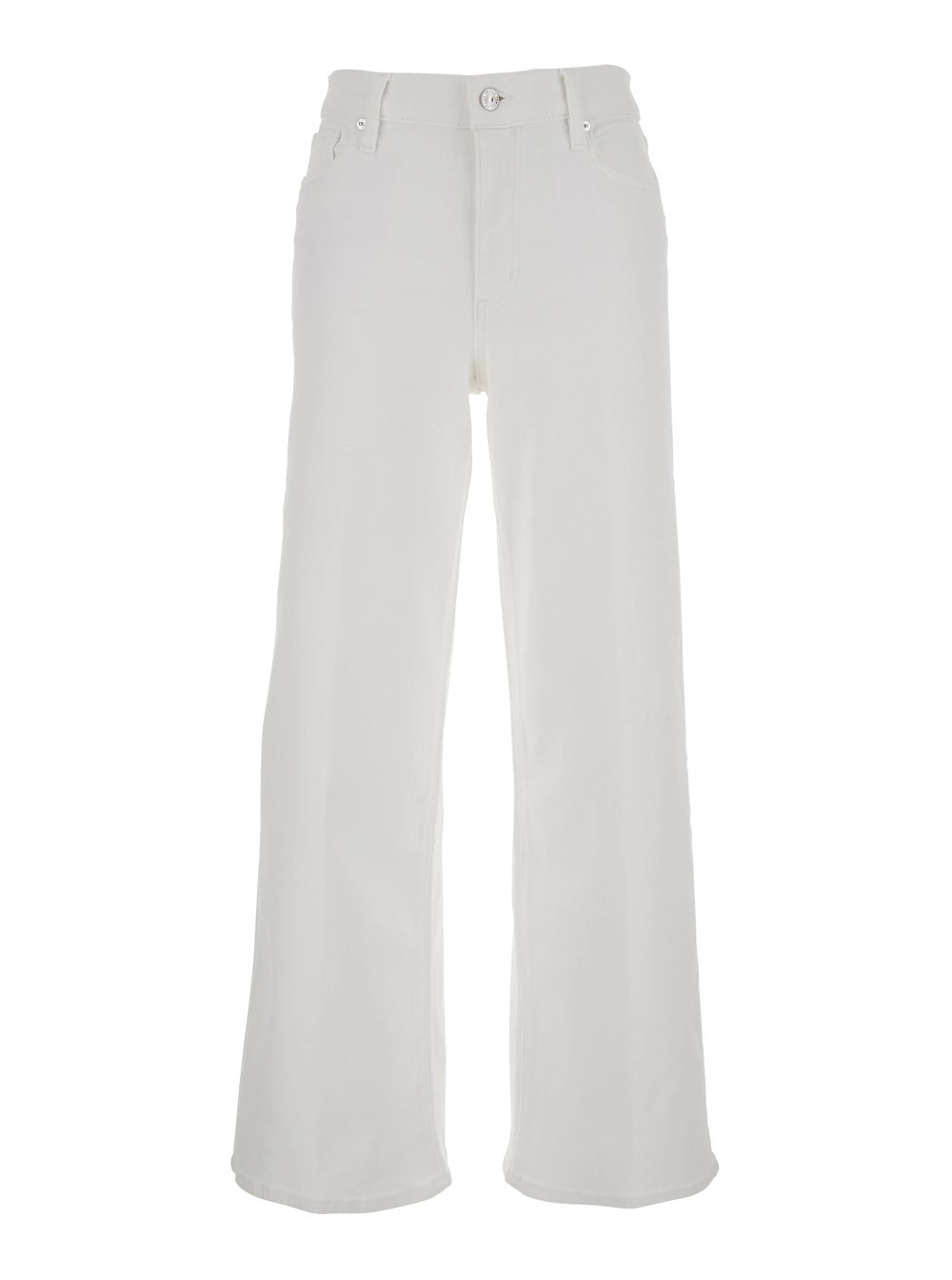 Frame Jeans 'Le Slim Palazzo' con Passanti per Cintura e Gamba Larga in Denim Bianco Donna