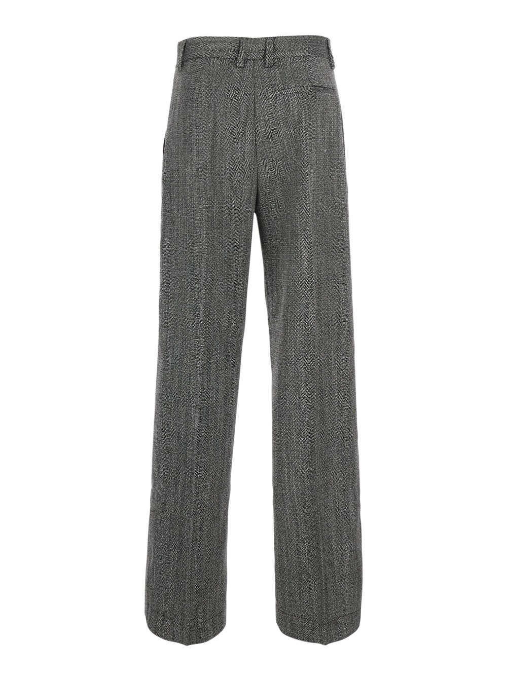 Forte_Forte Pantaloni con motivo Chevron in misto viscosa grigi donna, view 2