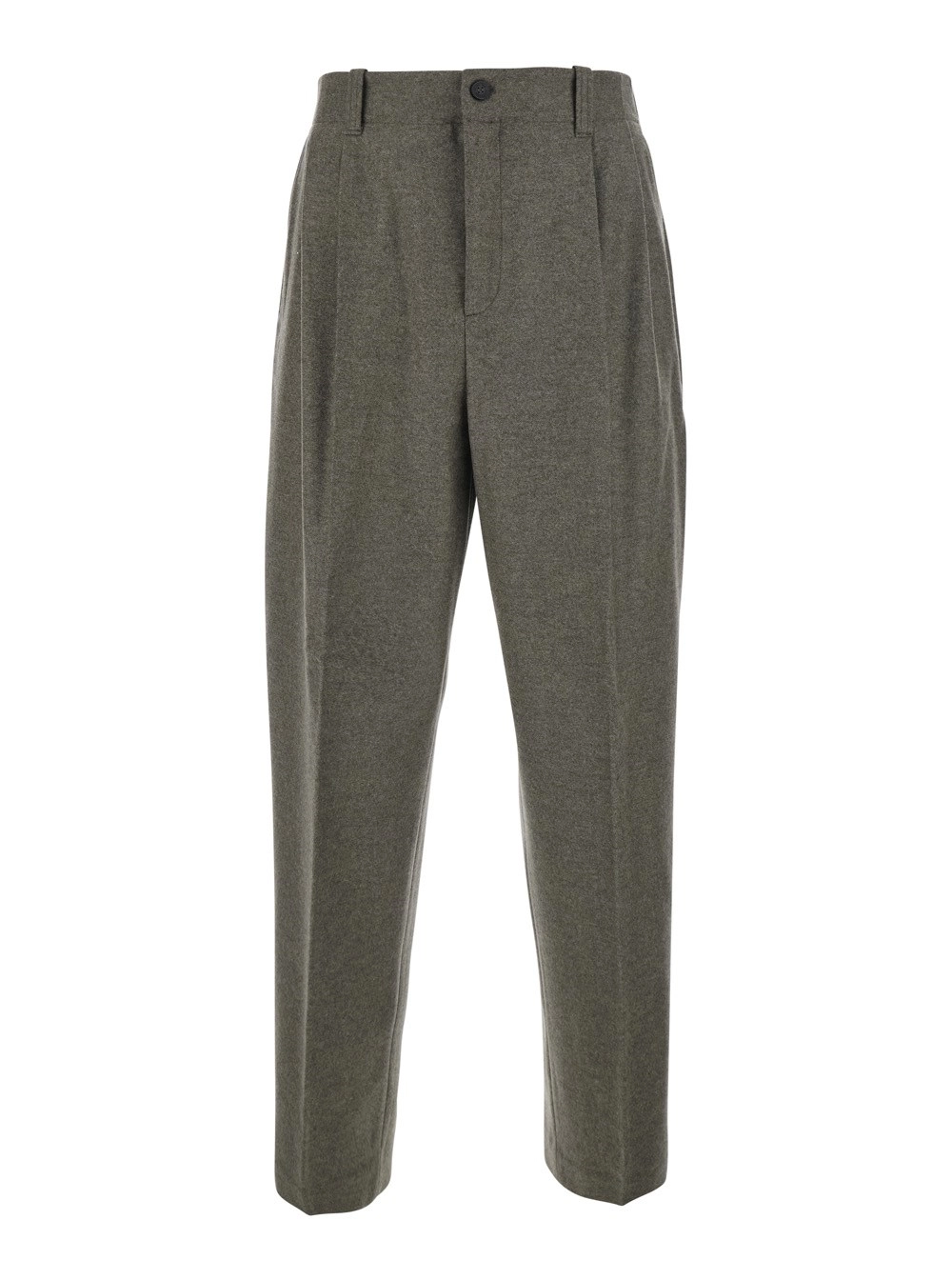 Golden Goose Pantaloni con chiusura con bottone sul fronte in lana grigi uomo