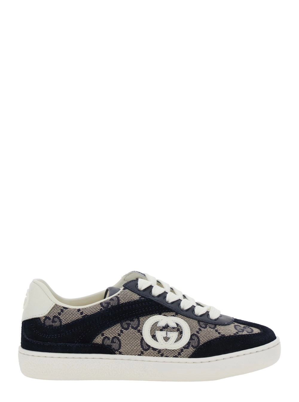 Gucci kids Sneaker Low Top 'GG Supreme' con Patch GG e Logo Lettering sulla Linguetta in Tela Blu Bambino