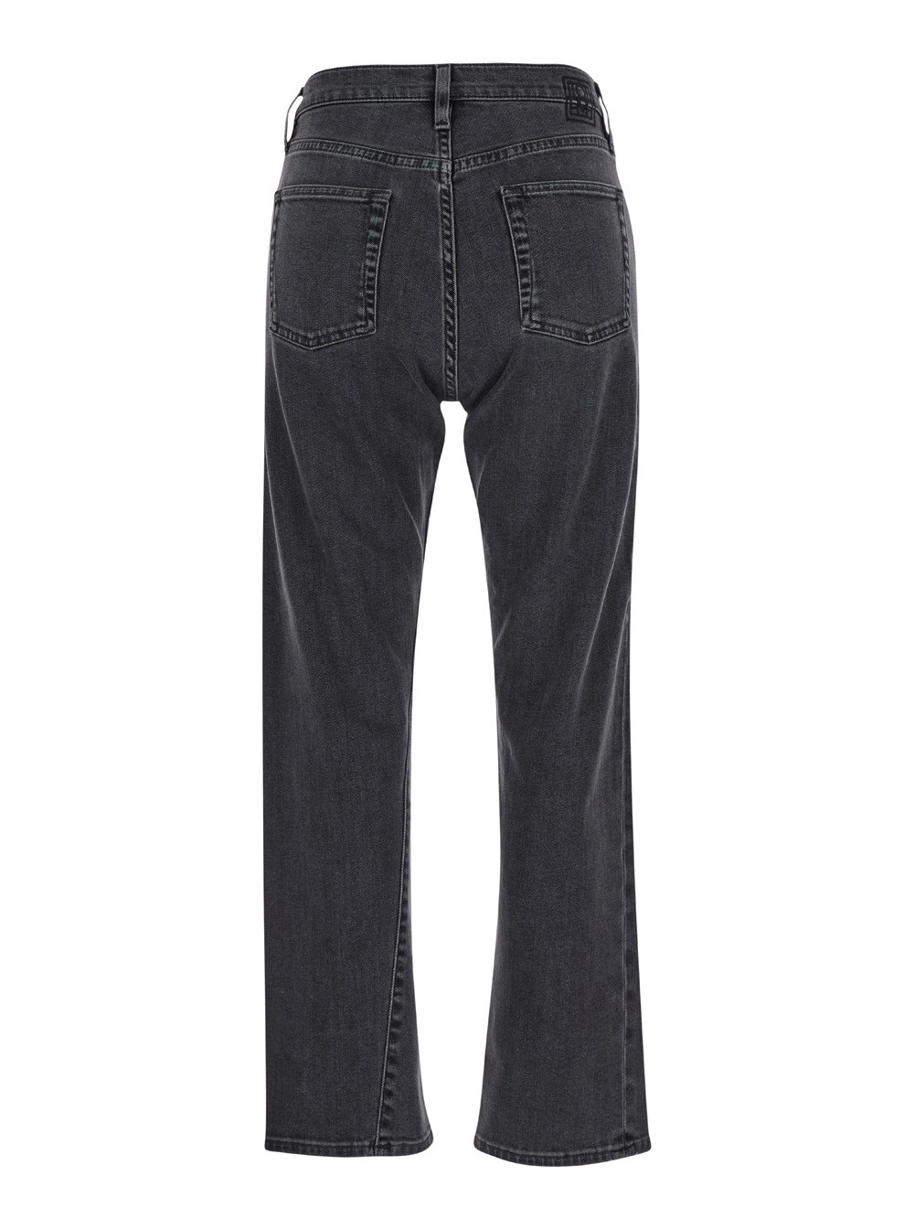Toteme Jeans a Vita Alta con Passanti per Cintura in Denim Grigio Donna, view 2