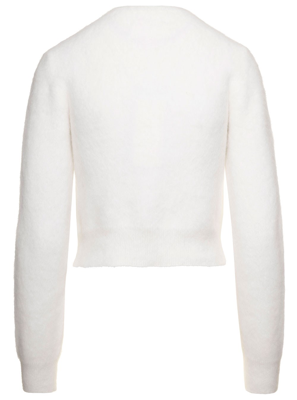 Maison Margiela Cardigan Girocollo Crop in Angora Bianco Donna, view 2
