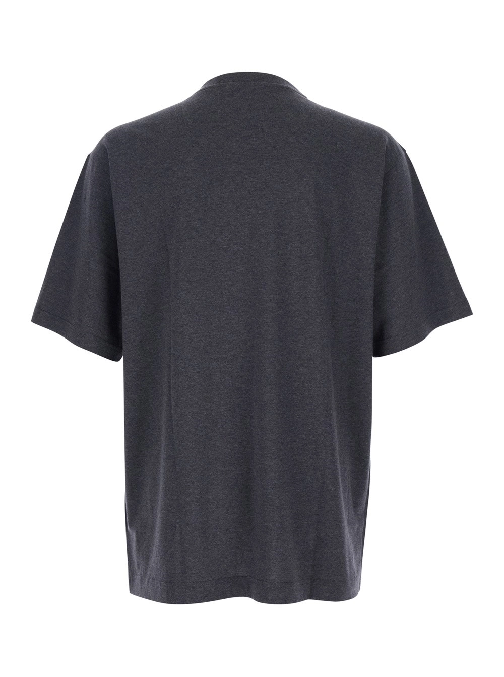Dolce & Gabbana T-Shirt Girocollo con Stampa Logo sul Fronte in Cotone Grigia Uomo, view 2