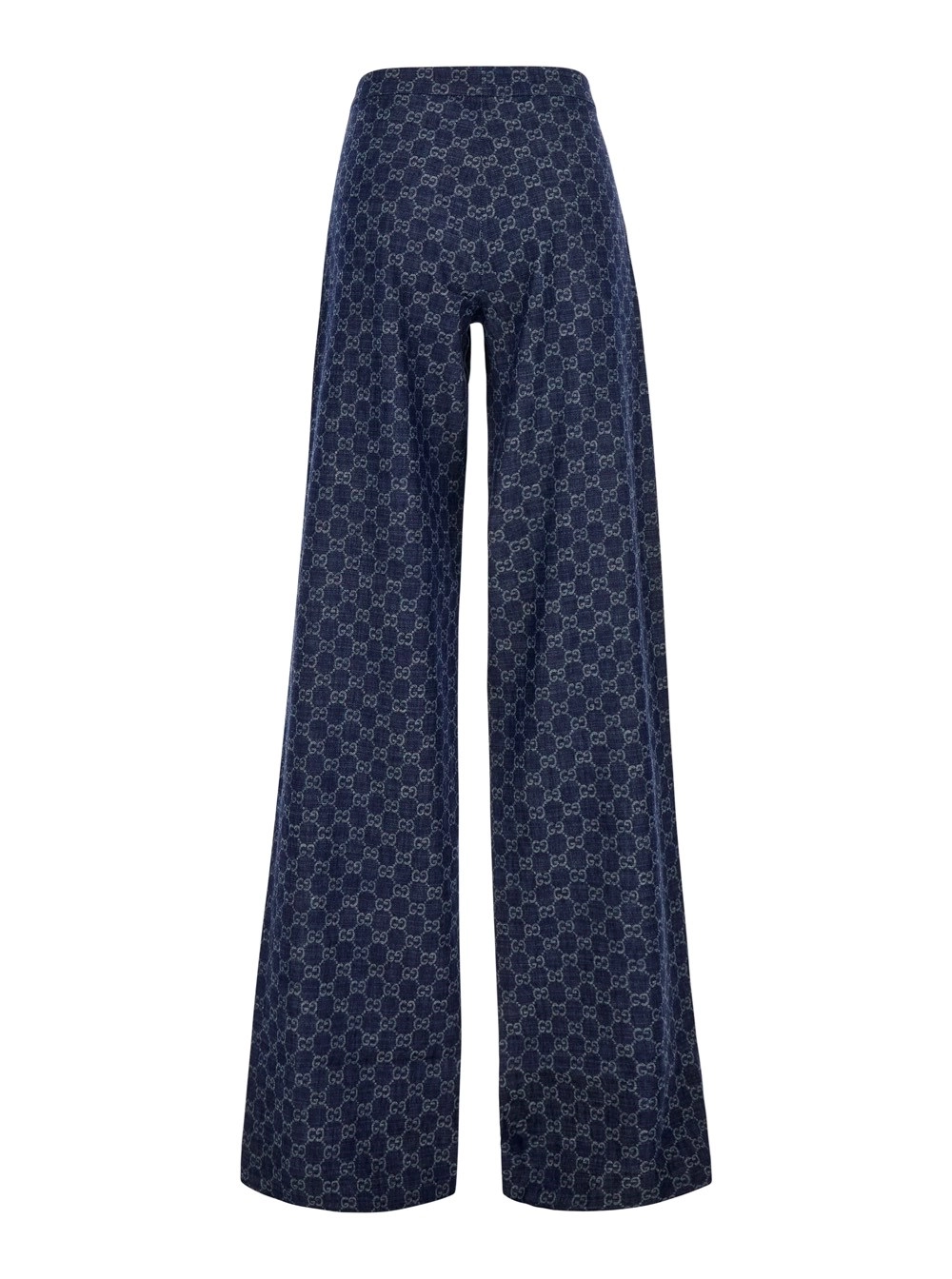 Gucci Pantaloni 'CHAMBRAY' con stampa GG all-over in denim blu per donna, view 2