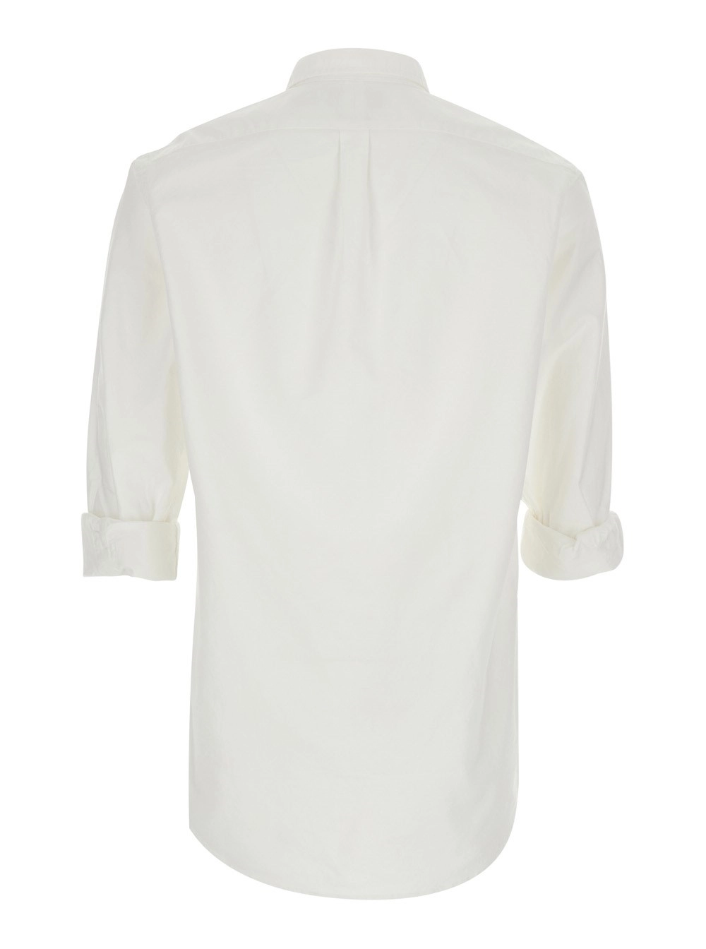 Polo Ralph Lauren Camicia 'Oxford Slim Fit' con Logo sul Fronte in Cotone Bianca Uomo, view 2