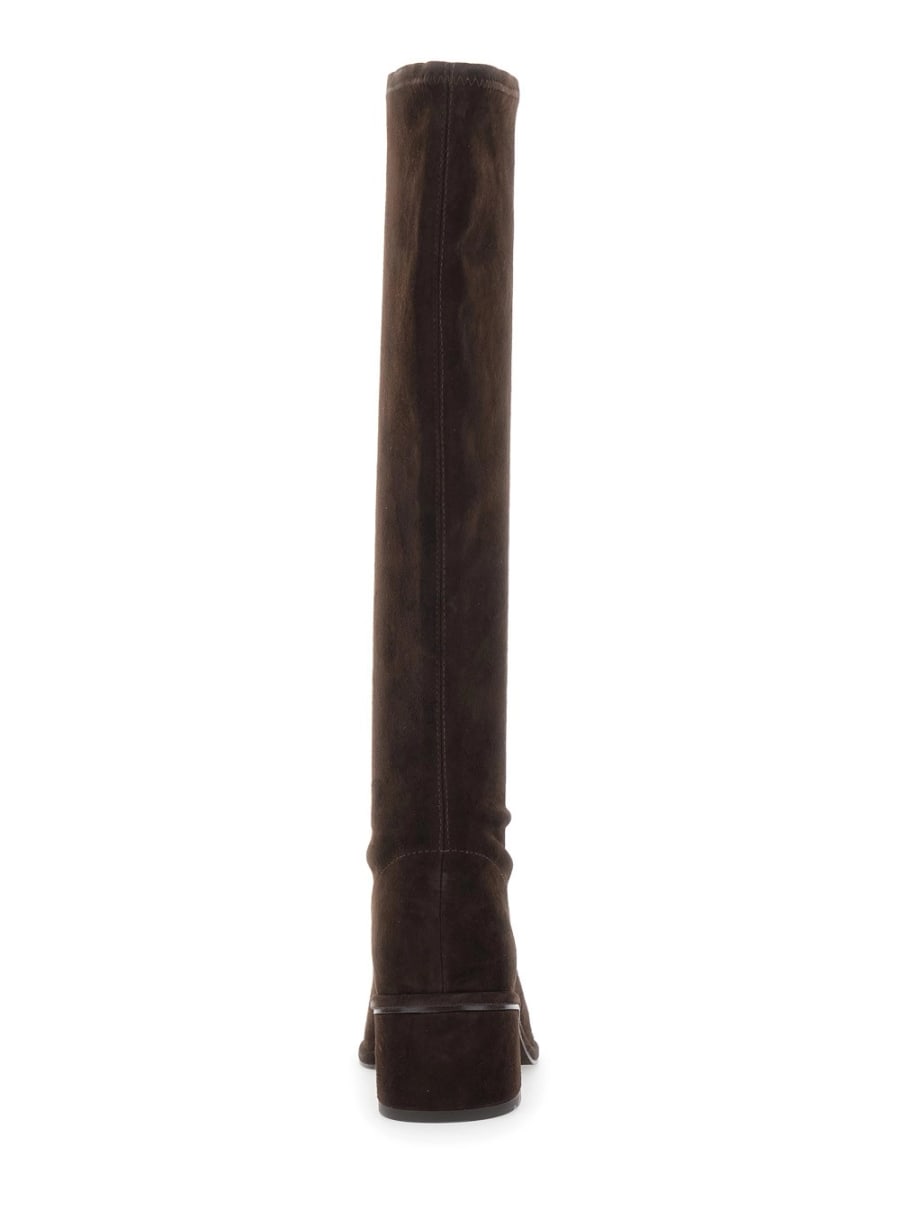 Tory Burch Stivali al Ginocchio con Tacco Largo in Suede Marroni Donna, view 4