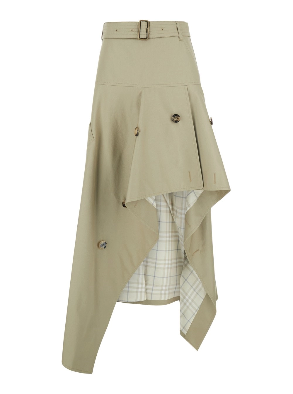 Burberry Gonna 'Heather' con Design Asimmetrico e Fodera con Motivo Check in Cotone Beige Donna