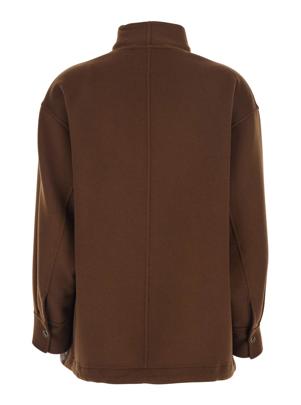 Max Mara Studio Giubbotto 'Pino' con Collo alto e Chiusura con Zip in Lana Vergine Marrone Donna, view 2