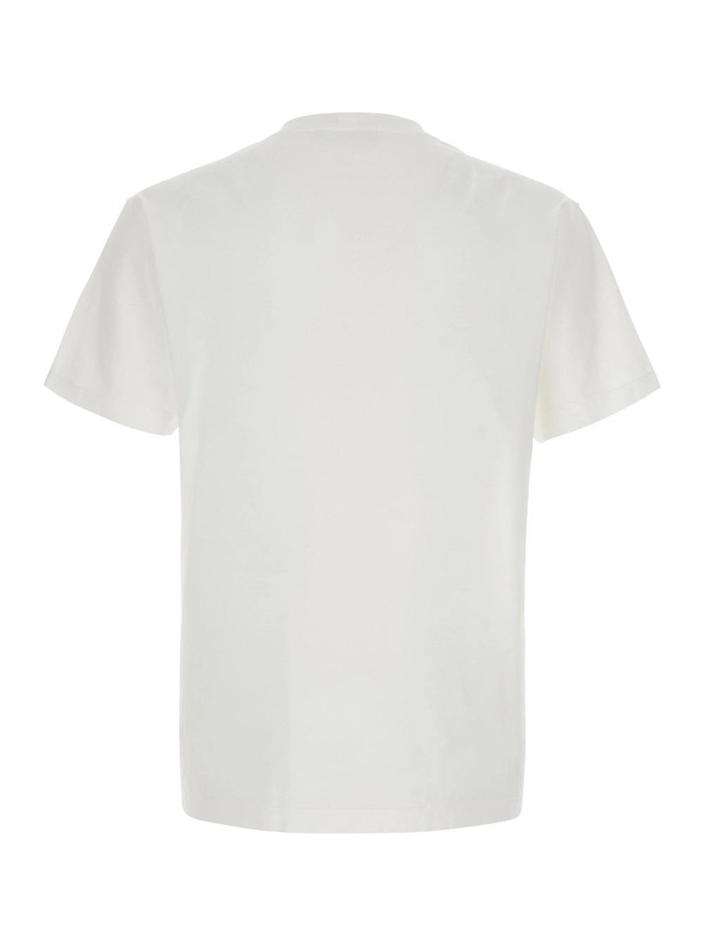 Stone Island T-shirt girocollo con patch logo sul fronte in cotone bianca uomo, view 2