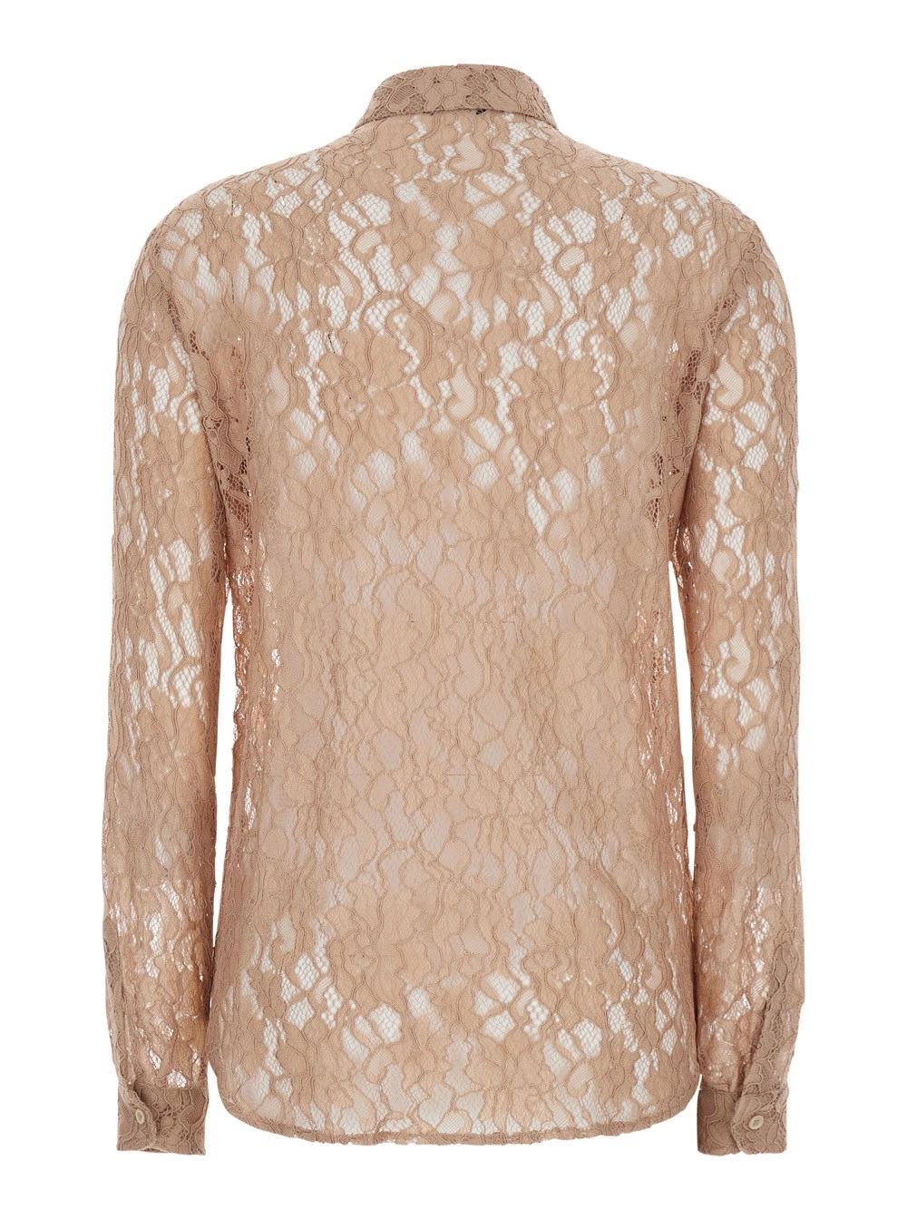 Leplain Camicia con colletto classico e ricamo in pizzo all-over in tessuto beige donna, view 2