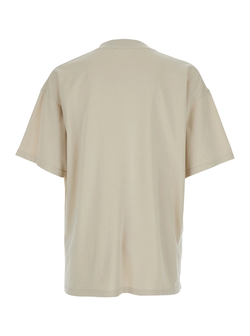 Represent T-Shirt 'Thoroughbred' con Stampa Grafica Doberman e Logo Lettering sul Fronte in Cotone Beige Uomo, view 2