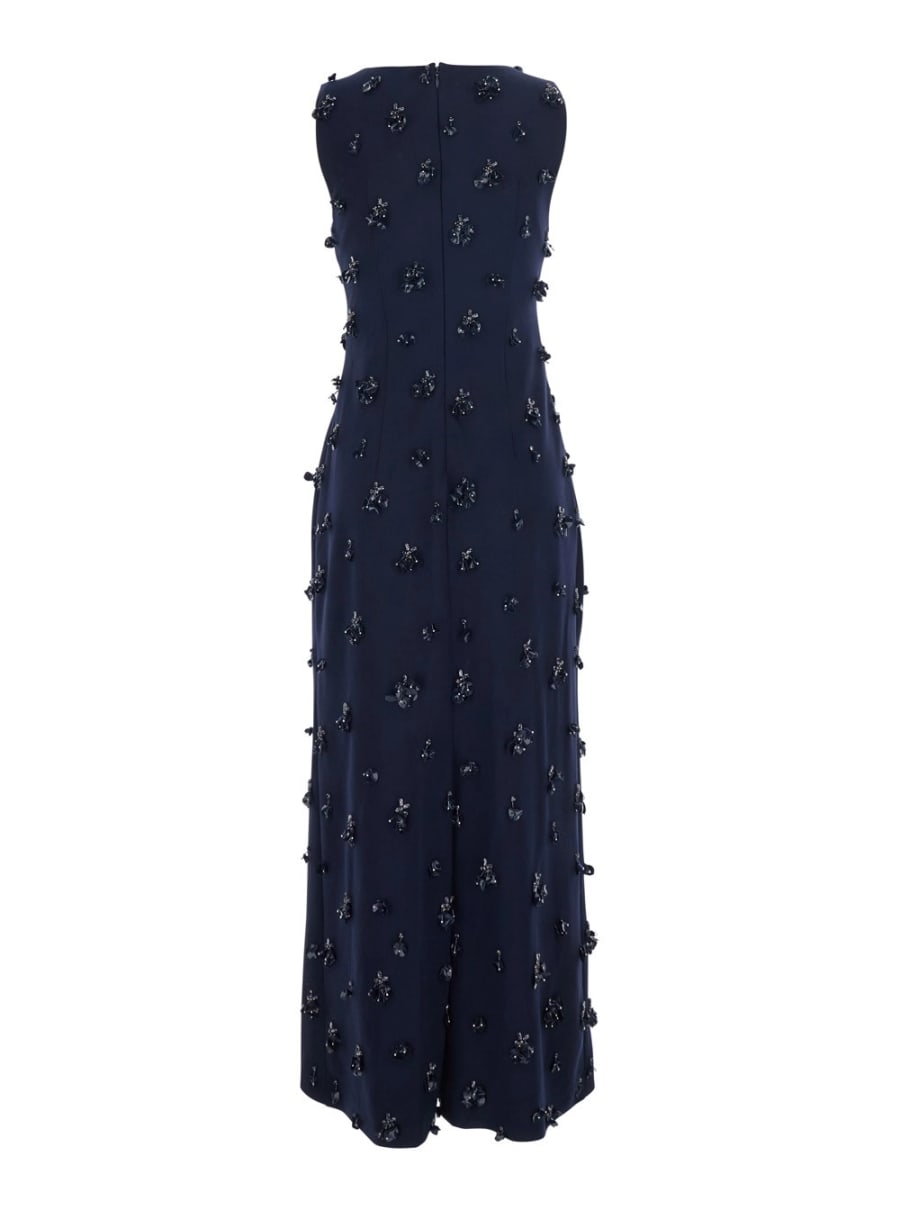 Simkhai Abito Lungo 'Claudia' Smanicato con Decorazioni All-Over in Tessuto Tecnico Blu Donna, view 2