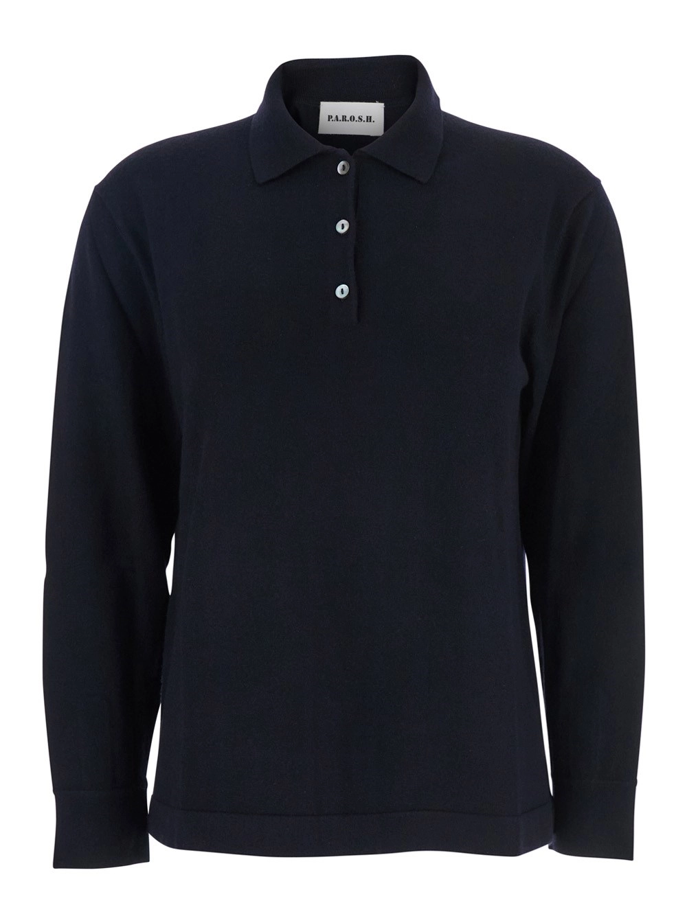 P.A.R.O.S.H. Polo con Colletto Classico e Maniche Lunghe  in Lana Blu Donna