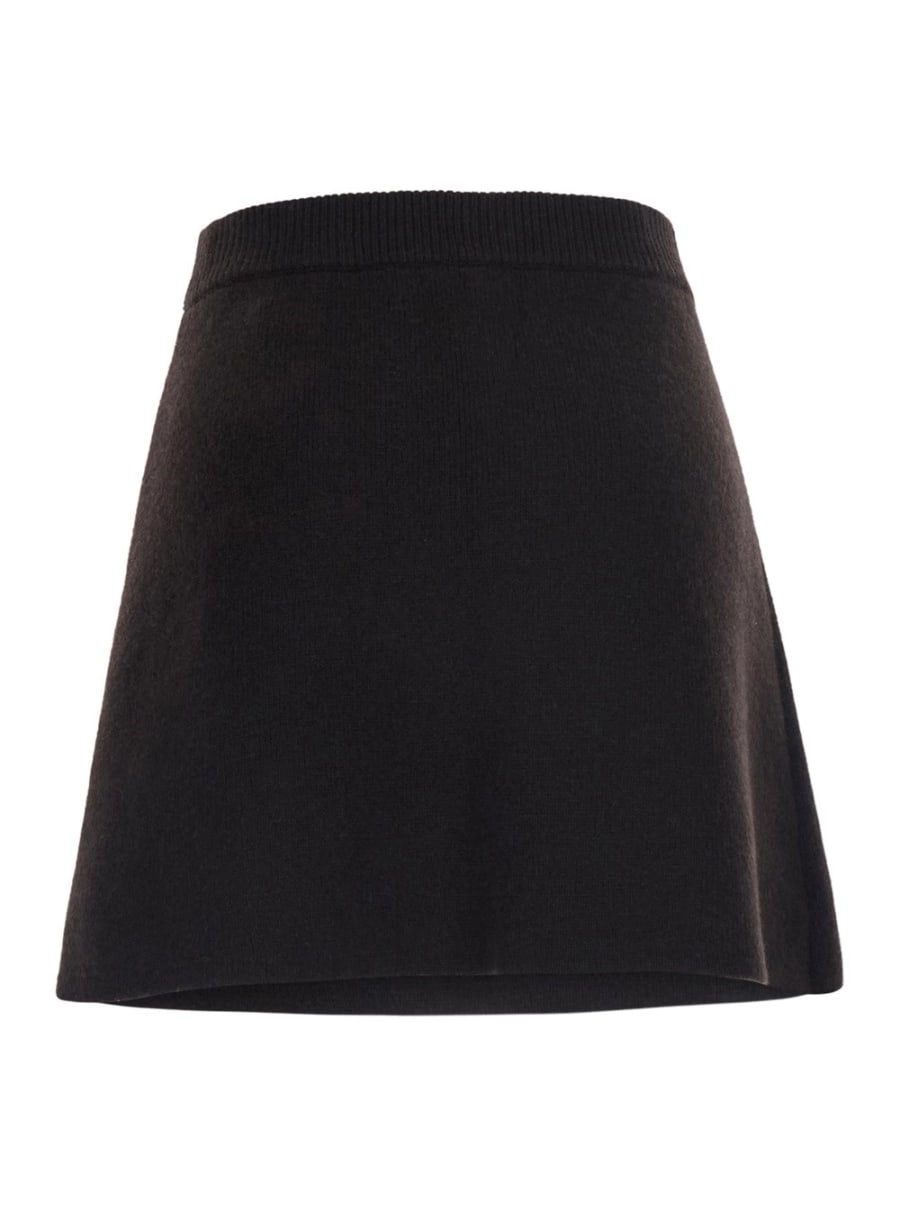 Lisa yang Gonna 'Clare' con vita a coste in cashmere nera donna, view 2