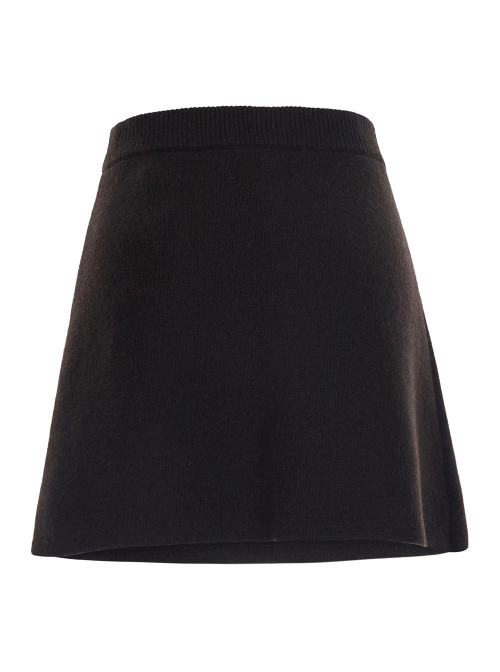 Lisa yang Gonna 'Clare' con vita a coste in cashmere nera donna, view 2