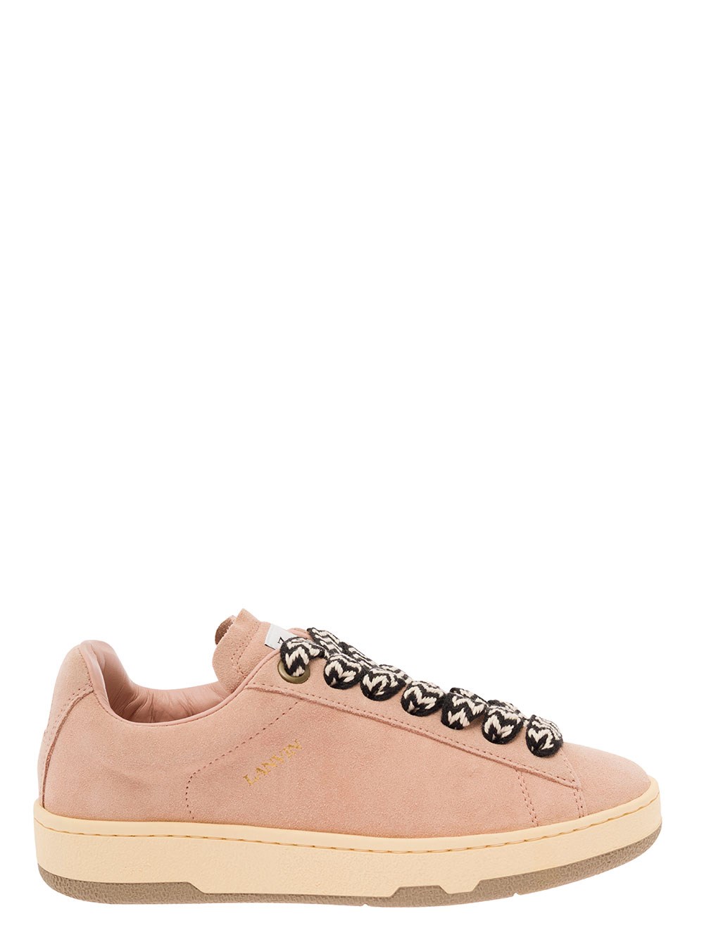 Lanvin Sneaker Basse 'Lite Curb' con Lacci Oversize Multicolor in Suede Rosa Donna