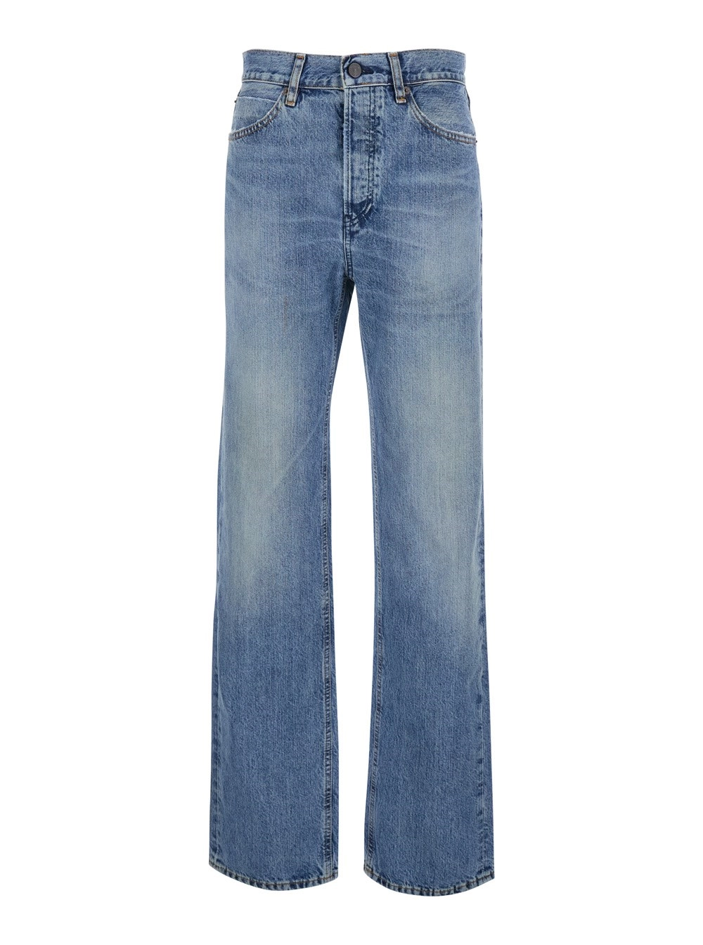 Frame Jeans 'The Stack' con Design a Cinque Tasche e Effetto Slavato in Denim Blu Donna