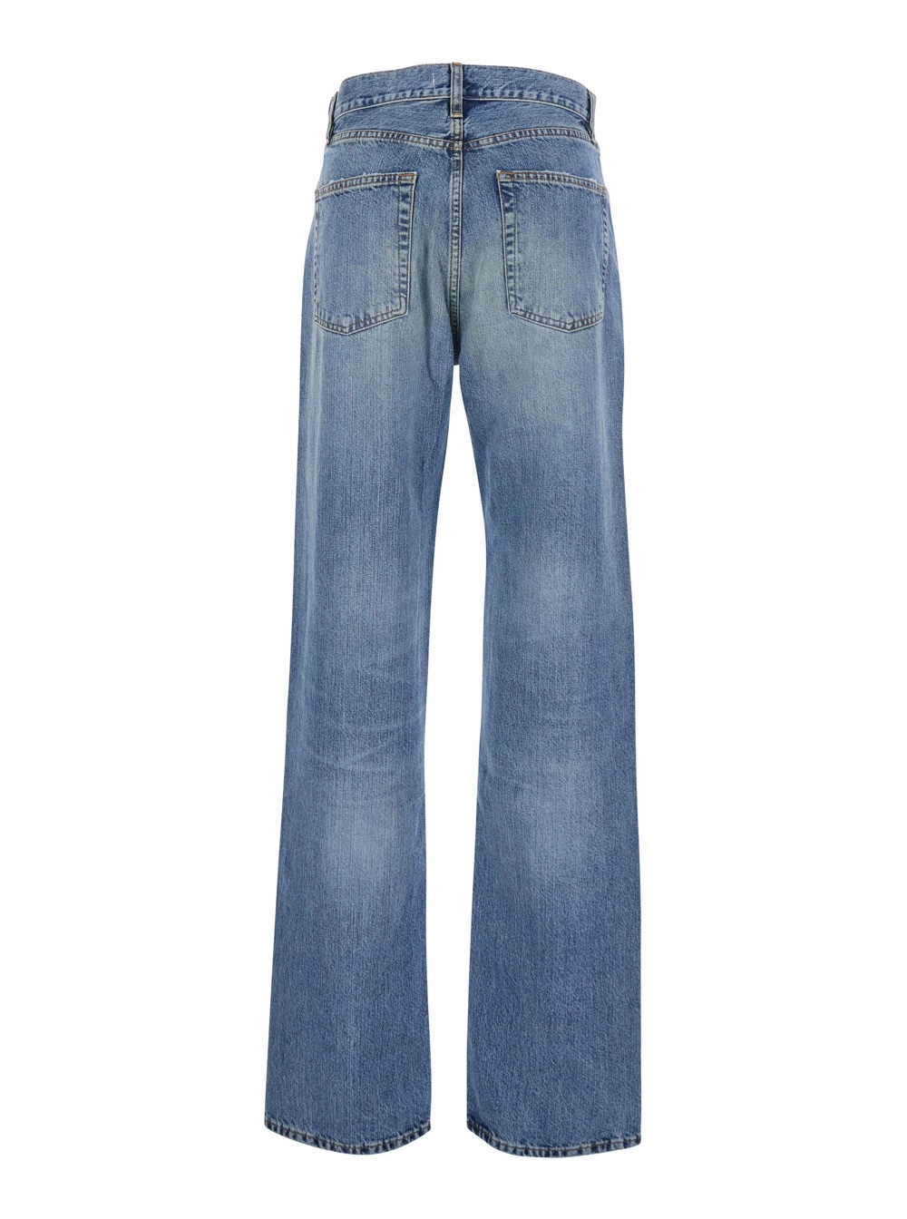 Frame Jeans 'The Stack' con Design a Cinque Tasche e Effetto Slavato in Denim Blu Donna, view 2