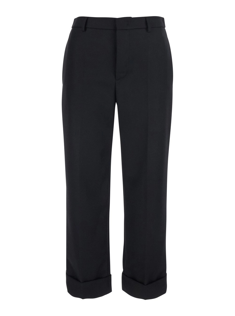 Tela Pantaloni 'Andrew' con orlo con risvolto in misto lana neri donna