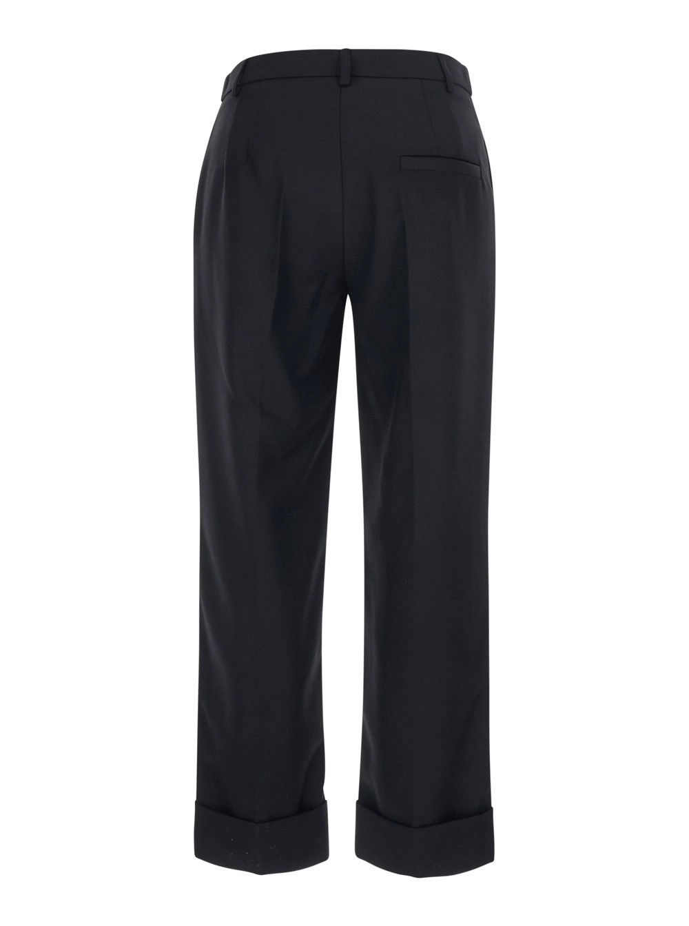 Tela Pantaloni 'Andrew' con orlo con risvolto in misto lana neri donna, view 2