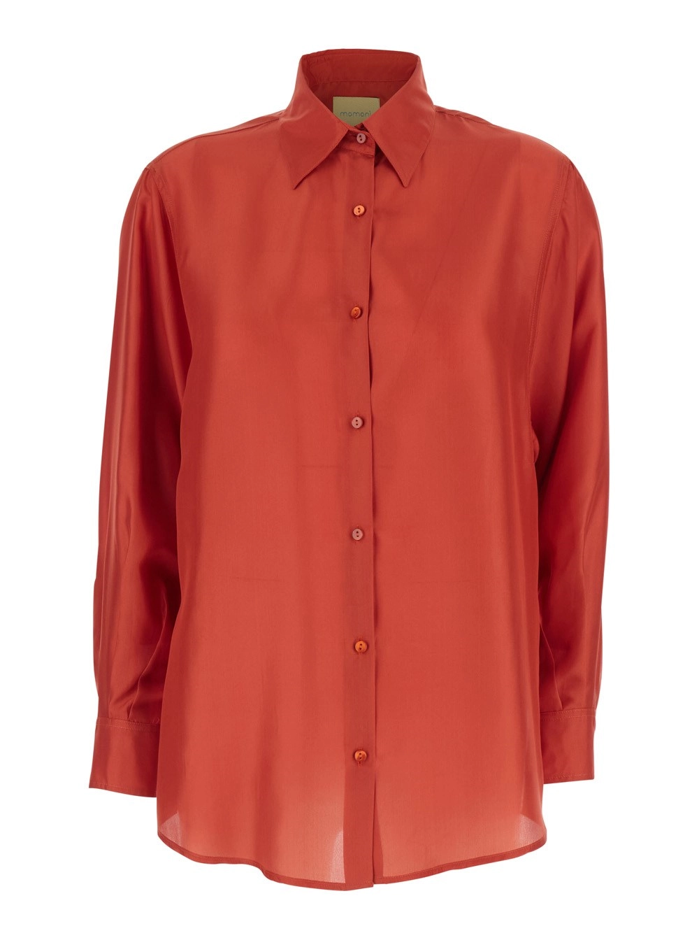 Momonì Camicia con colletto classico in seta arancione donna
