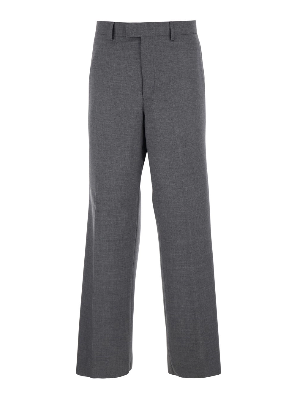 Emporio Armani Pantaloni Sartoriali con Tasca a Filetto sul Retro in Lana Grigi Uomo
