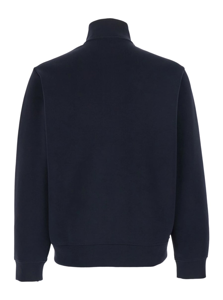Emporio Armani Felpa a Collo Alto con Ricamo Logo sul Fronte e Chiusura con Zip sul Fronte in Misto Cotone Blu Uomo, view 2