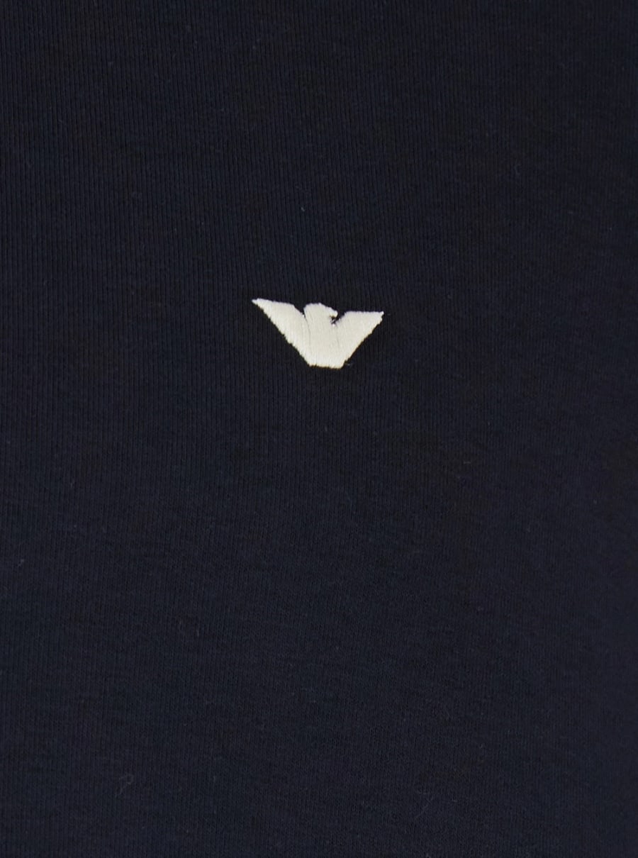 Emporio Armani Felpa a Collo Alto con Ricamo Logo sul Fronte e Chiusura con Zip sul Fronte in Misto Cotone Blu Uomo, view 3