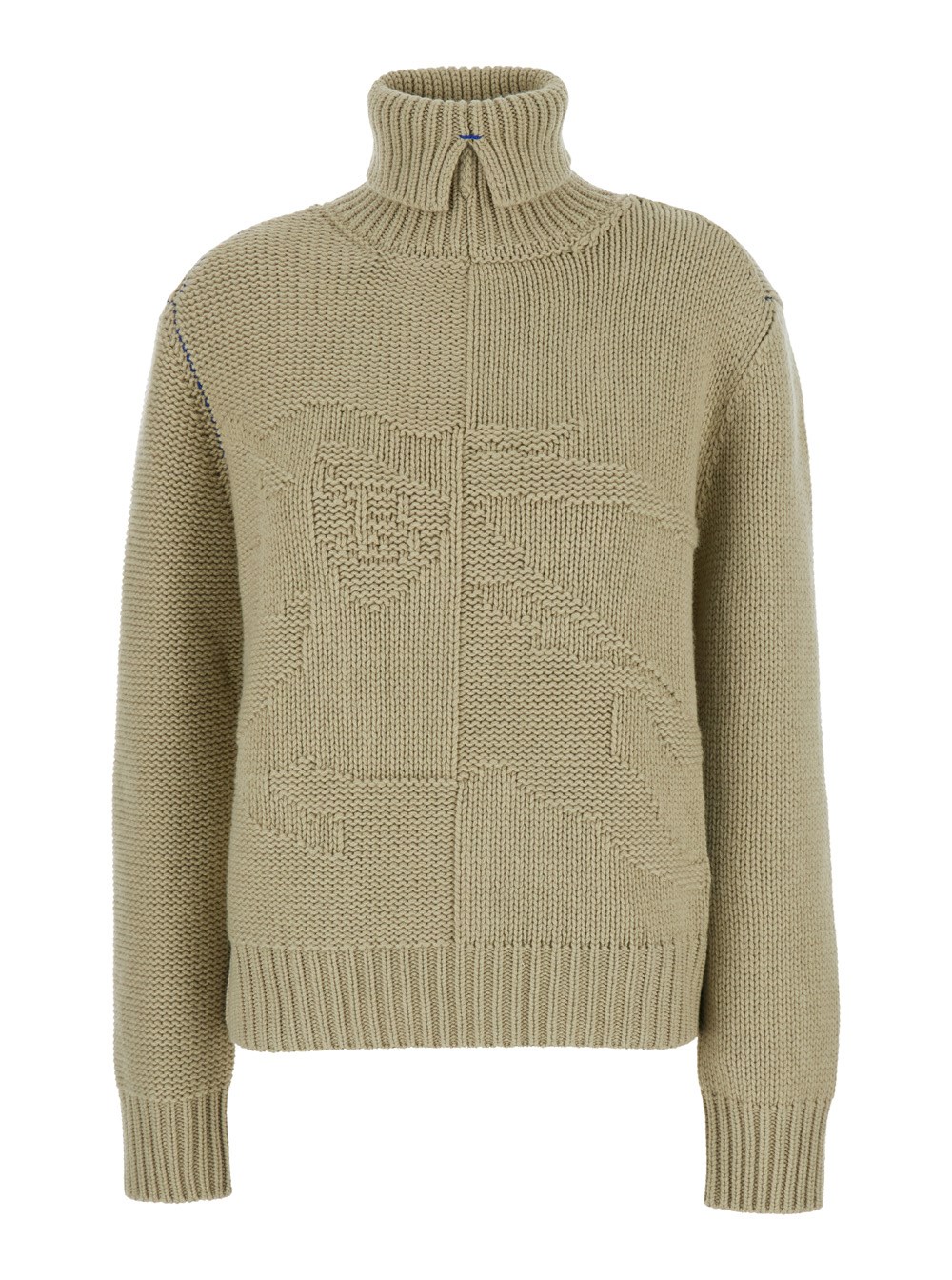 Burberry Maglione a Collo Alto con Motivo EKD in Cashmere Beige Donna