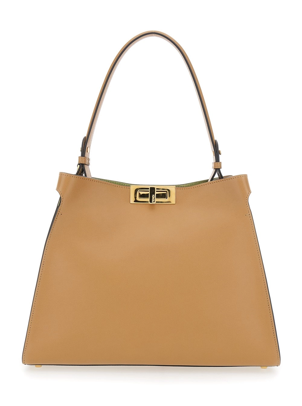 Fendi Borsa a Mano 'Fendi Way' con Manico Removibile e Chiusura a Girello in Pelle Beige Donna