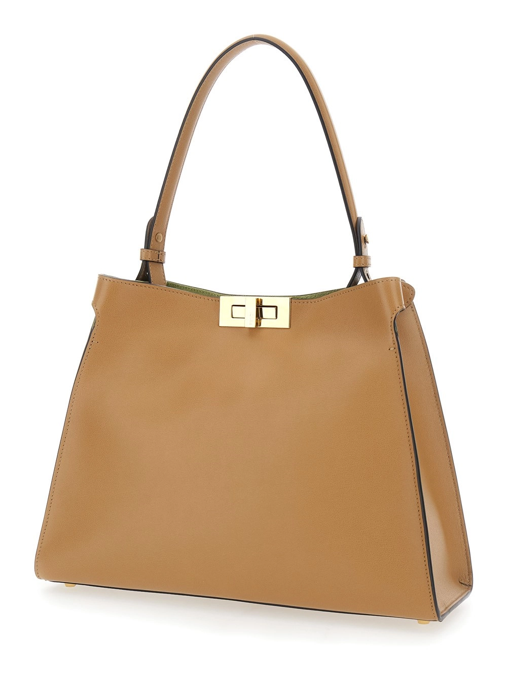 Fendi Borsa a Mano 'Fendi Way' con Manico Removibile e Chiusura a Girello in Pelle Beige Donna, view 2