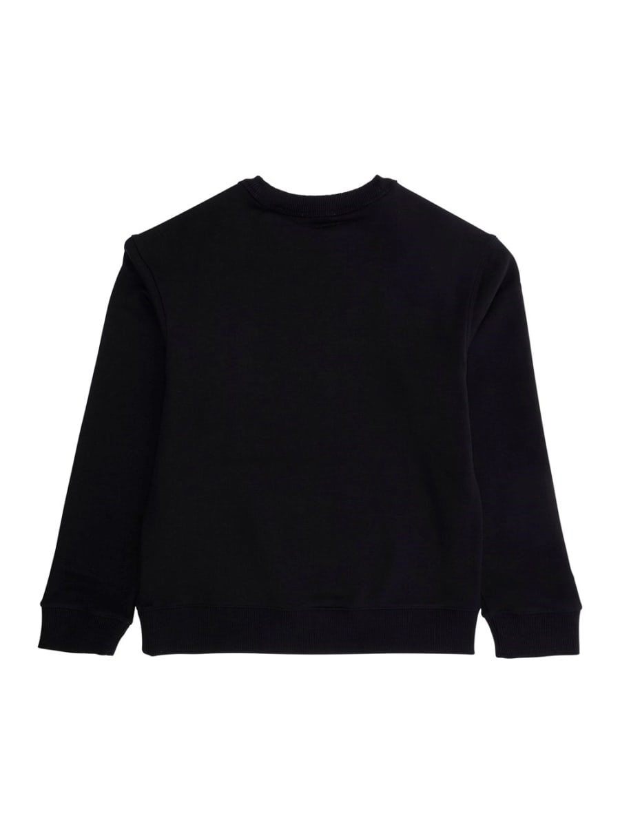 Burberry kids Felpa Girocollo con Ricamo Logo Lettering e EKD sul Fronte in Cotone Nera Bambino, view 2