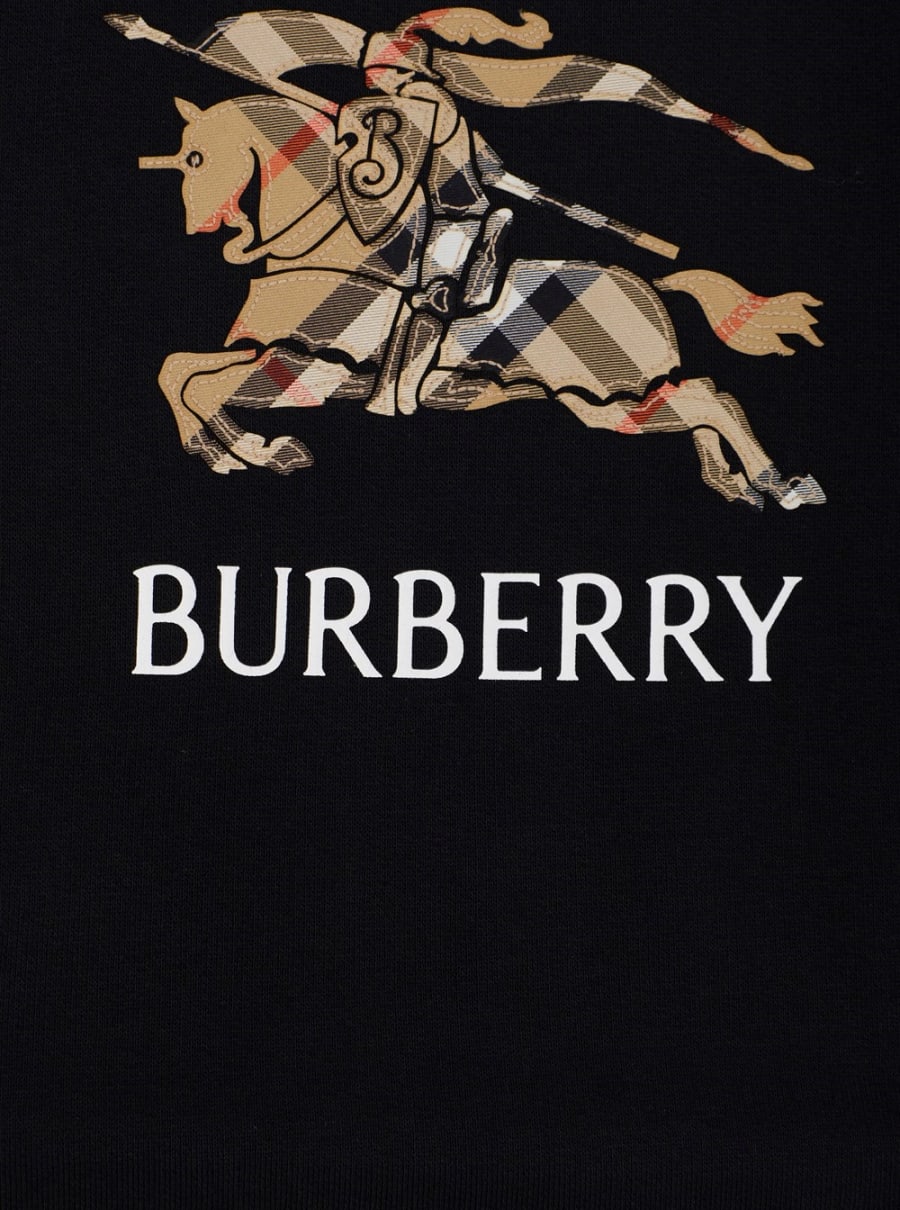 Burberry kids Felpa Girocollo con Ricamo Logo Lettering e EKD sul Fronte in Cotone Nera Bambino, view 3