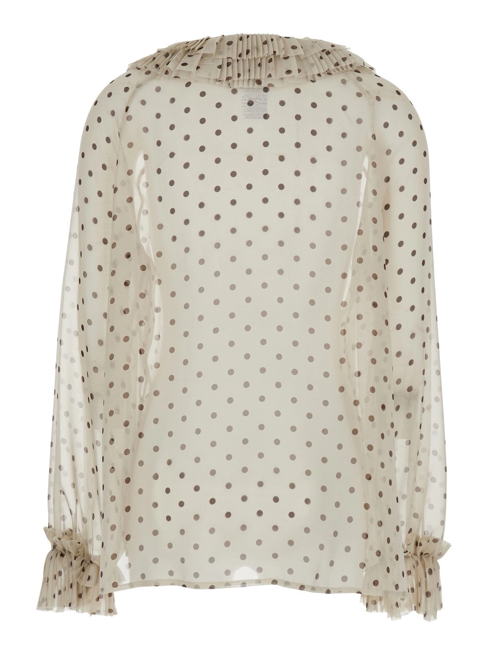 P.A.R.O.S.H. Blusa con Ruches sul Fronte e Stampa a Pois All-Over in Tessuto Tecnico Beige Donna, view 2
