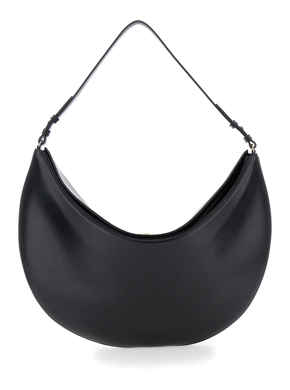 Jacquemus Borsa a Spalla 'Le Calisso Rond Large' con Tracolla Regolabile e Logo Goffrato in Pelle Nera Donna
